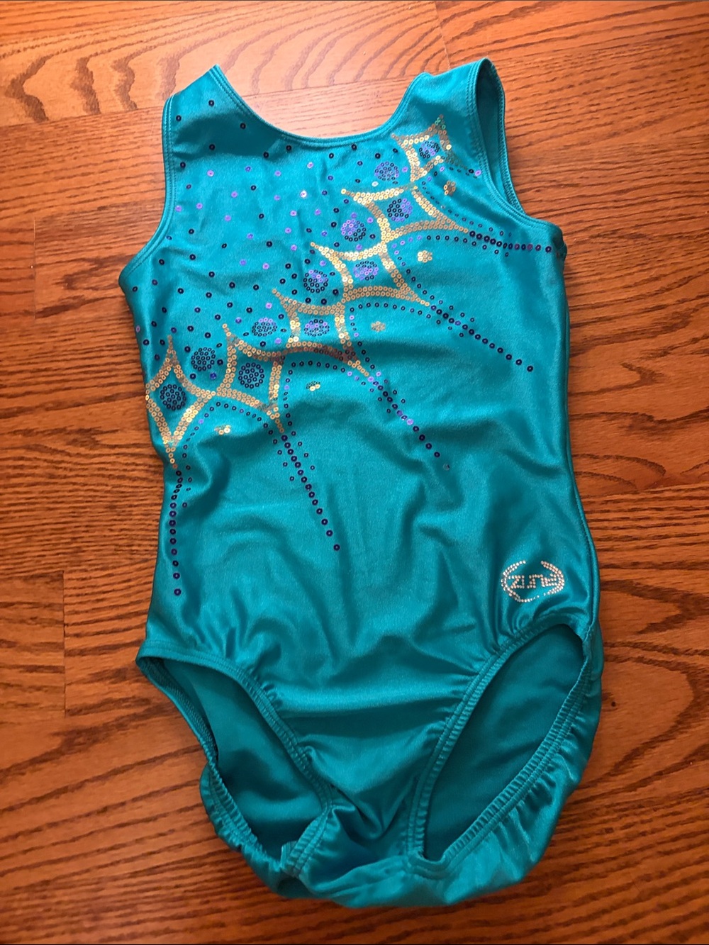 Zara Teal Blue Embellished Gymnastics Leotard